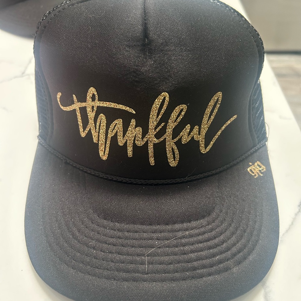 Black and Gold 'Thankful' Mother Trucker Hat